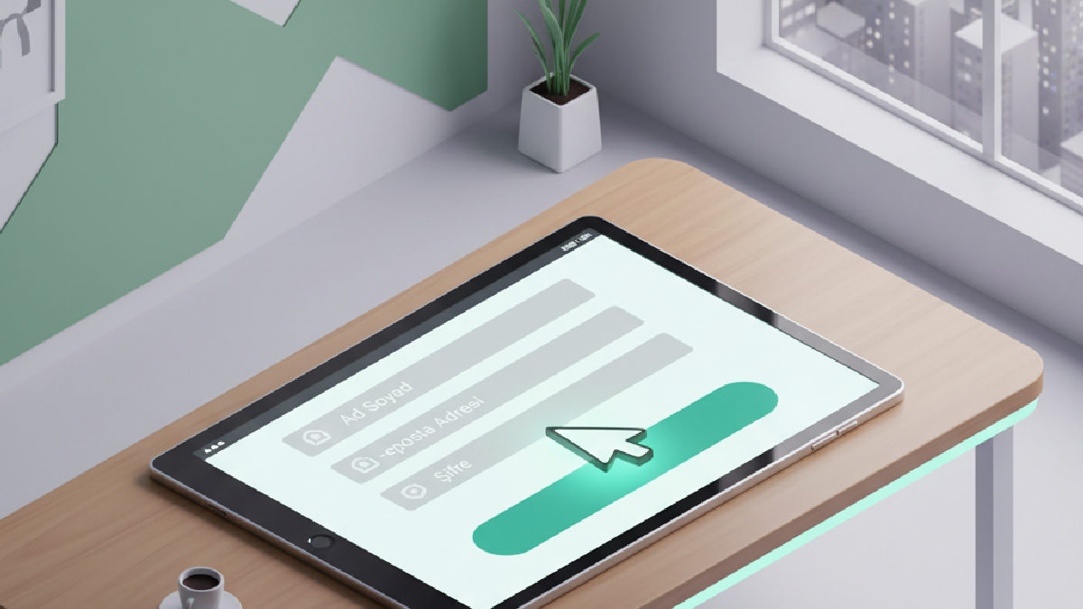 Genzobet kayıt formu doldurma aşamasını temsil eden tablet ekranı.